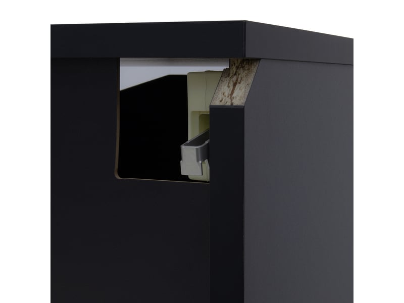 Meuble tv 180x35x30 cm design moderne, éclairage led 16 couleurs, rangement, mdf et panneau de particules, noir et blanc - Conforama R