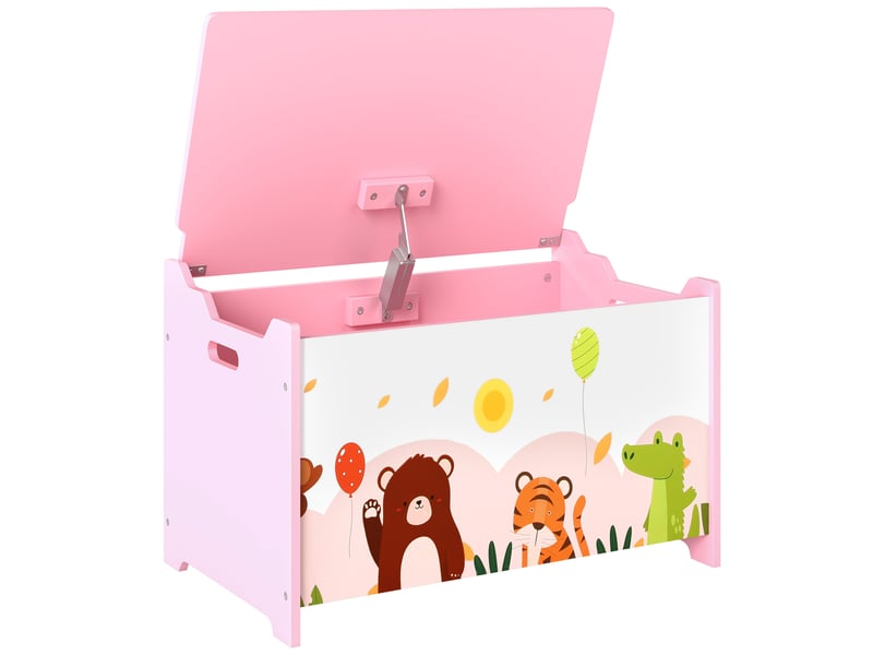  Coffre à jouet enfant coffre de rangement enfant couvercle rabattable motif animal rose 60 x 37 x 39 cm  - Conforama B