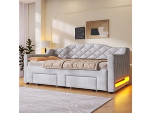 Lit simple 90x200 cm coloris gris