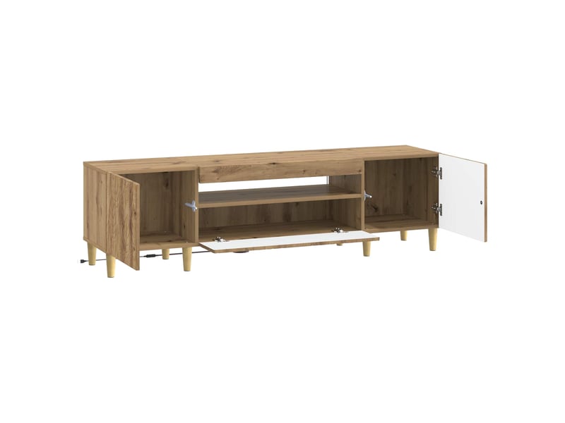  Meuble tv - banc tv - meuble de rangement led chêne artisanal bois d'ingénierie  - Conforama E