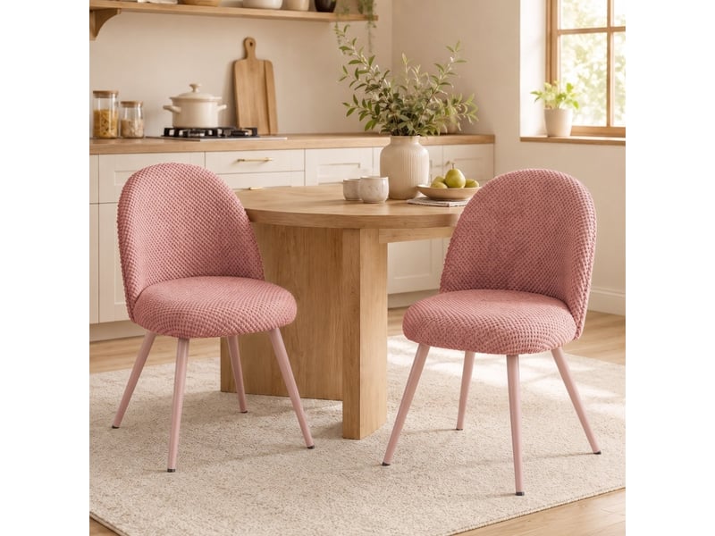  Chaises de salle à manger montiaria velours rembourrées rose  - Conforama D