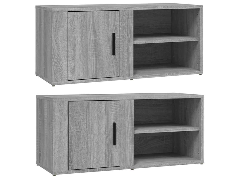  Lot de 2 meuble tv bas salon sonoma gris 80x31,5x36 cm bois d'ingénierie  - Conforama A