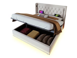 Lit coffre 160x200 cm FLORAGRACE coloris beige