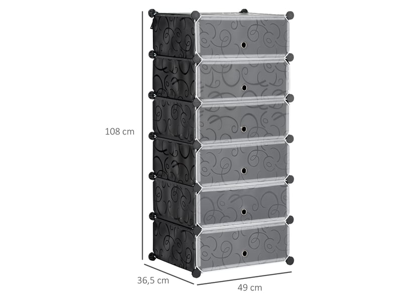 Meuble de rangement à chaussures modulable 6 cubes rectangulaires empilables - noir  - Conforama E