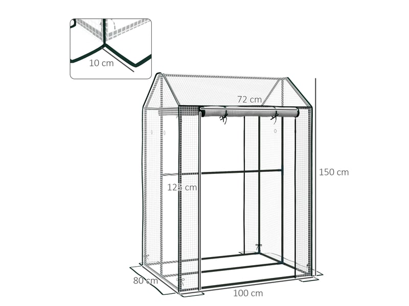  Serrechâssis froid, résistant aux intempéries, porte enroulable, 100 cm x 80 cm x 150 cm, blanc et vert  - Conforama E