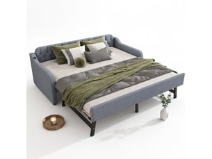 Lit banquette 90x200 cm daybed gris avec lit escamotable à roulettes et port usb
