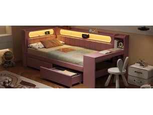 Lit combiné 90x200 cm SOGEU coloris rose