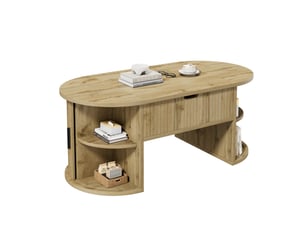 Table basse ovale coloris bois clair OSUPNESSEE - 50 cmx100 cm