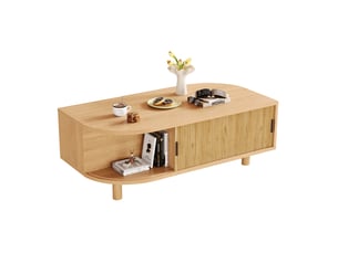 Table basse rectangulaire coloris bois clair - 50 cmx100 cm
