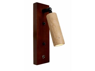 Applique murale orientable en travertin et bois effet noyer iris