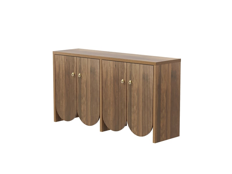  Buffet effet noyer 147 cm avec 4 portes et étagères réglables, meuble de rangement moderne pour salon et salle à manger  - Conforama R