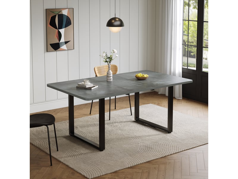 Table à manger extensible 140180220x80 cm, 6-10 personnes, plateau mdf, pieds métal, table rectangulaire pour salle à manger - gris - Conforama C