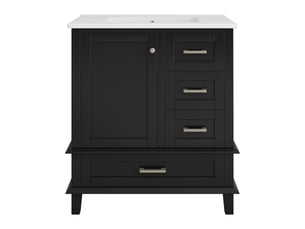 Meuble vasque noir 76 cm avec lavabo céramique intégré et 3 tiroirs silencieux