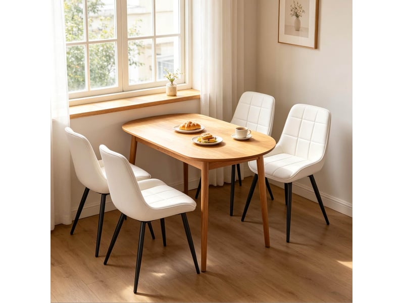  Lot de 4 chaises de salle à manger, dossier incurvé et assise rembourrée, velours et métal  - Conforama C