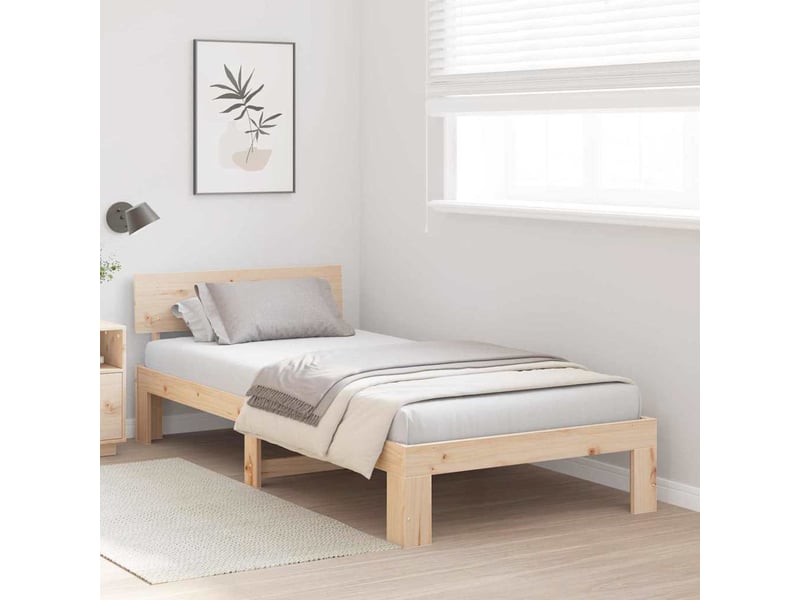 Lit simple- lit adulte - cadre de lit avec tête de lit naturel 90 x 190 cm pin massif - Conforama B