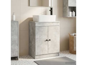 Meuble salle de bain avec évier, meuble de rangement gris béton 54x35x83 cm shl3729