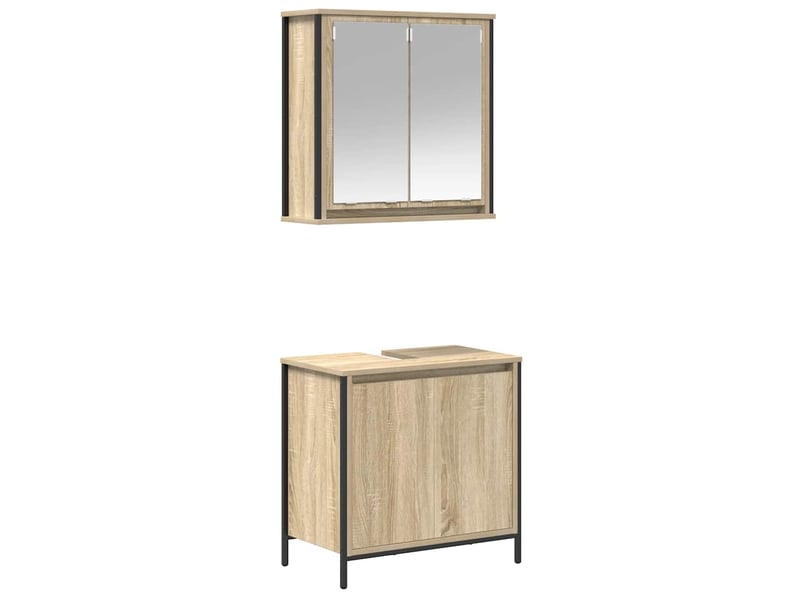  Ensemble de meubles de salle de bain 2 pcs en bois d'ingénierie chêne sonoma  - Conforama A