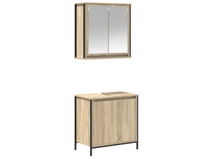 Ensemble de meubles de salle de bain 2 pcs en bois d'ingénierie chêne sonoma