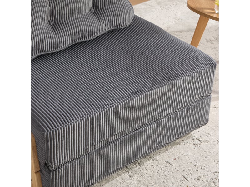  Fauteuil convertible lit simple 90x86x84 cm velours côtelé gris foncé design scandinave moderne  - Conforama R
