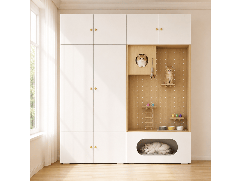 Armoire 2-en-1 blancbois 180 × 50 × 200 cm, penderie et espace de repos intégré IKSETERA TRADING LTD - Conforama B