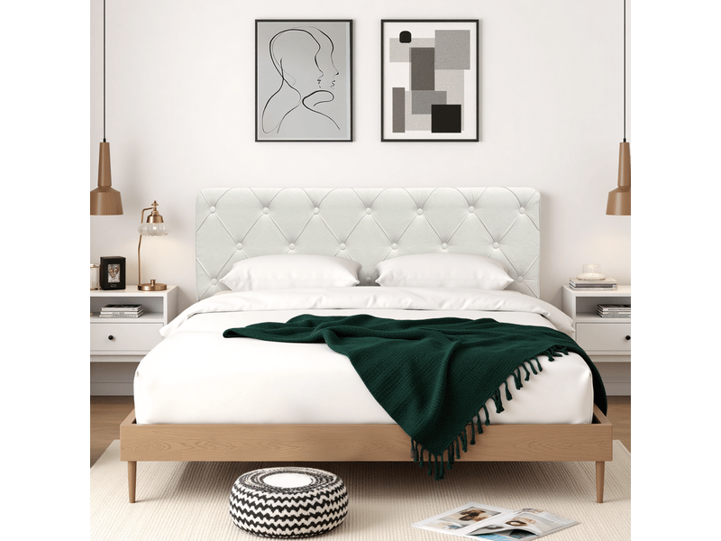  Tête de lit rembourrée vercart 123x60 cm - micro-daim polyester, épaisseur 100 mm, fixation sur cadre de lit, moderne  - Conforama D
