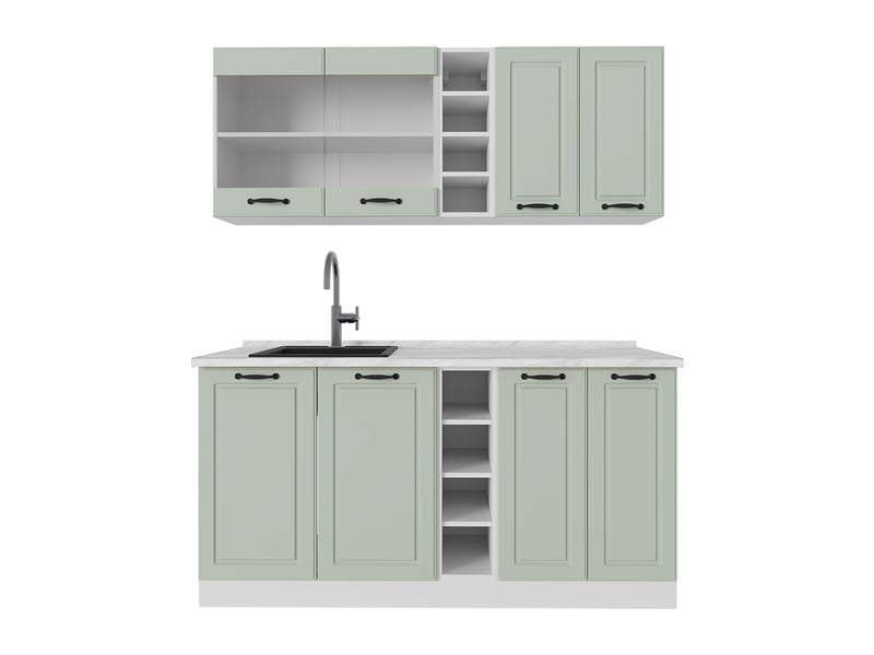  Vicco cuisine, mint campagneblanc, 160cm plan de travail marbre  - Conforama A