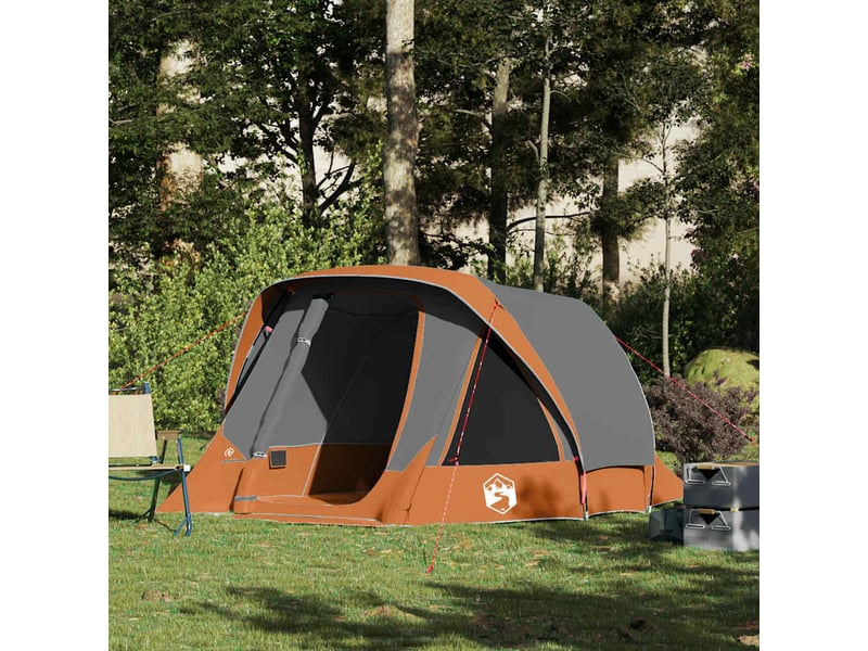 Tente de camping de cabine 4 personnes gris orange imperméable shl62068 - Conforama B