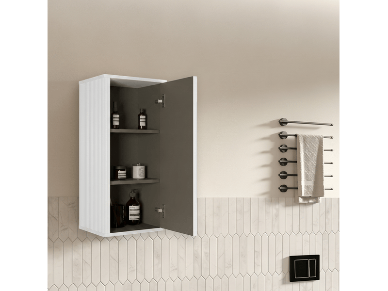  Armoire de salle de bains murale 36x29x75 cm à porte push-to-open, blanche  - Conforama R