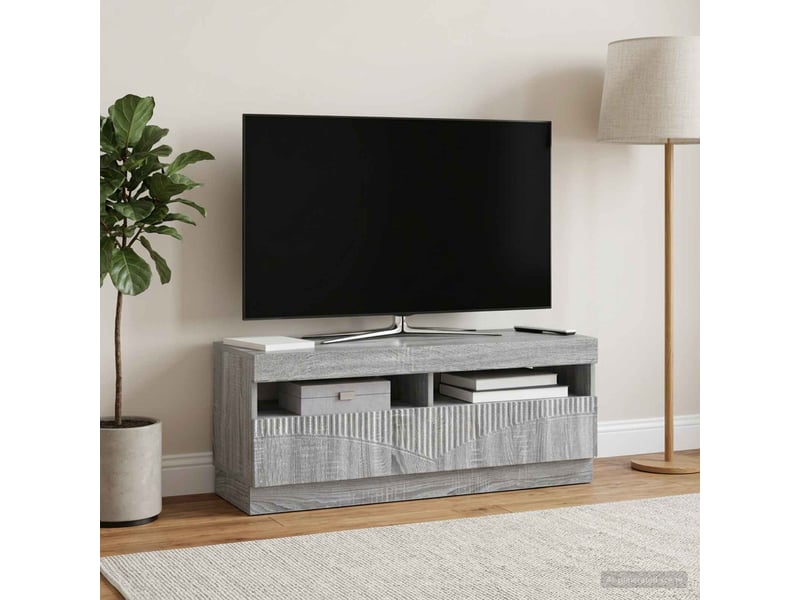 Meuble tv - banc tv - meuble de rangement led sonoma gris bois d'ingénierie - Conforama D