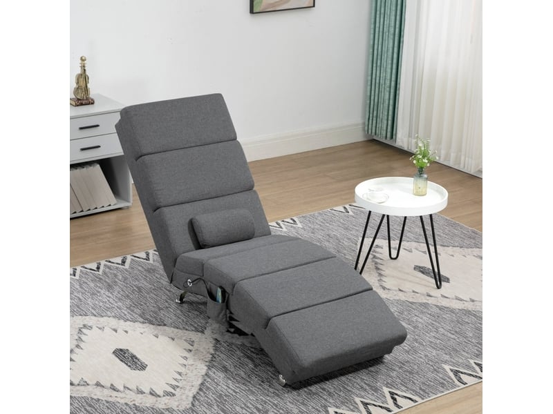  Fauteuil de relaxation électrique avec massage 56x168x84 cm dossier haut pliable gris foncé  - Conforama C