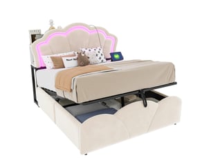 Lit coffre 140x200 cm <strong></strong>  <strong>evarich</strong> coloris beige