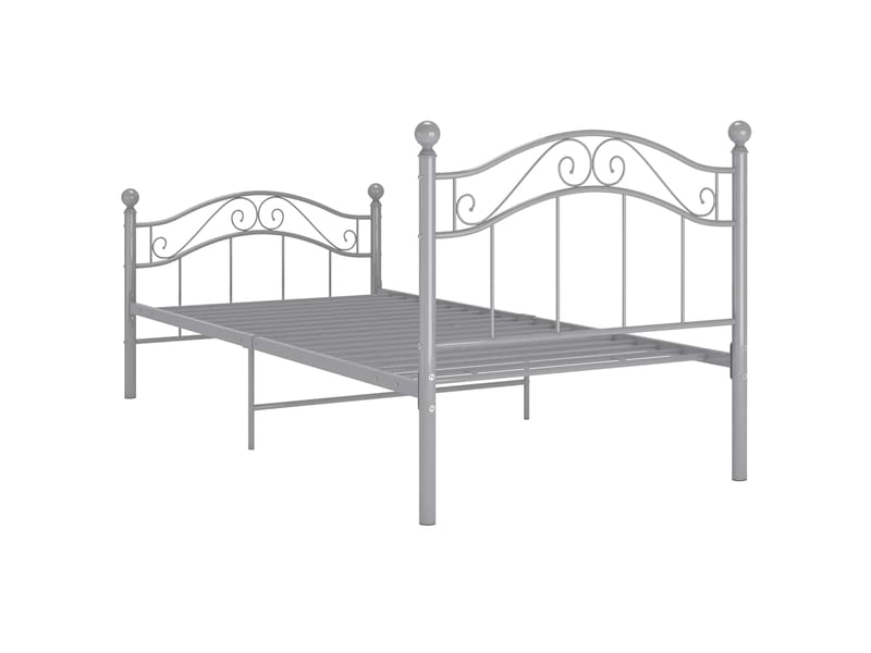  Lit simple- lit adulte -  cadre de lit sans matelas gris métal 100x200 cm  - Conforama D