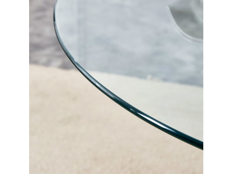  Table haute ronde 85 cm – noir et transparent – plateau en verre trempé et piètement métal stable  - Conforama E