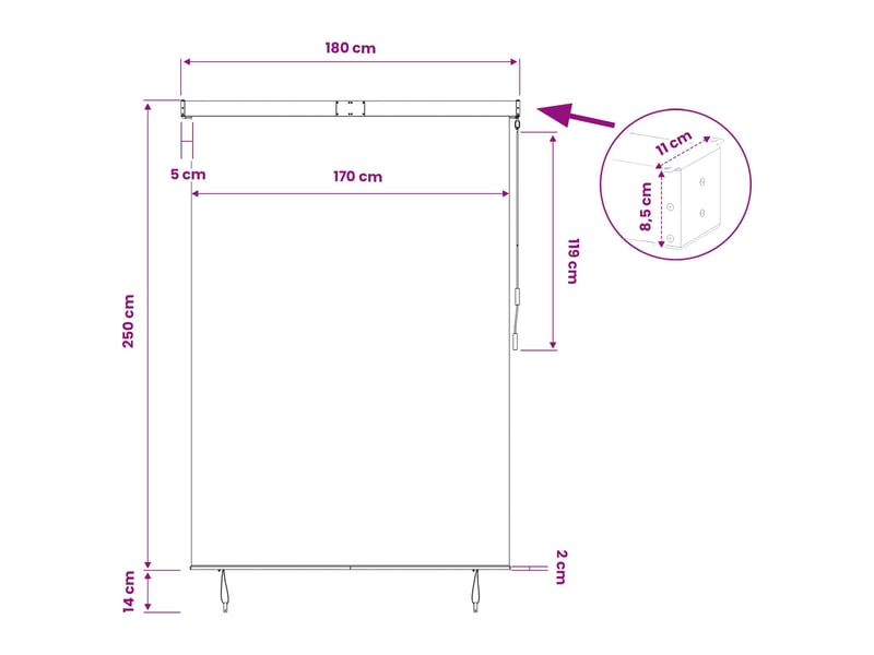  Store enrouleur, store à rouleau orange et marron 180 x 250 cm cf46581  - Conforama E