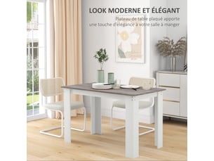 Table à manger table de cuisine moderne avec grand plateau 4-6 personnes en panneau de particules gris 120x69x75cm