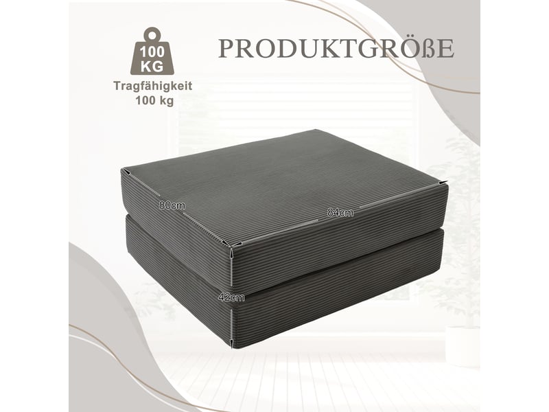 Tabouret de compression en velours côtelé doux et doux pour la peau. Avec 2 blocs de mousse haute densité pour un grand confort. Dépliable en un HFSN-1281DG - Conforama C
