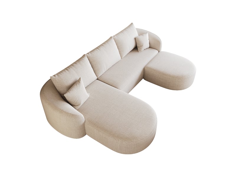  Canapé panoramique en u modulable sans montage  - structure sans cadre en tissu blanc 266 cm  - Conforama A