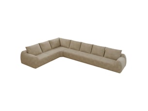 Canapé d'angle compressé panoramique fixe <strong>MODENVIE</strong> <strong></strong> 7 places Tissu kaki