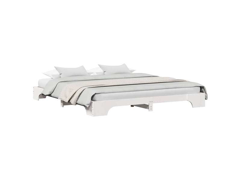  Lit double- lit adulte -  cadre de lit blanc 200 x 200 cm pin massif  - Conforama A
