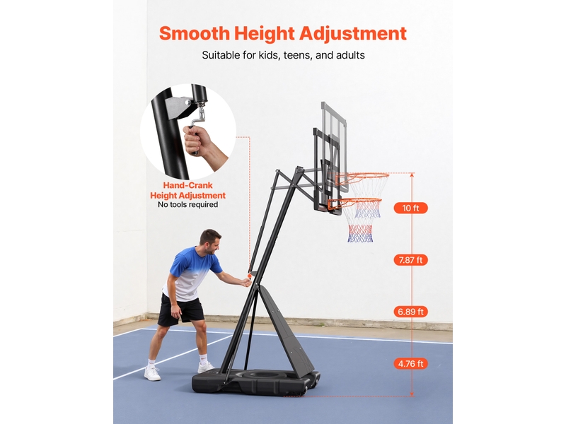  Vevor panier de basket-ball sur pied avec roues réglable en hauteur 3,05 m  - Conforama E