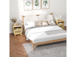 Lot de 2 tables de chevet  table de nuit avec tiroir porte cannage et niche vintage 45 x 39 x 56,5 cm