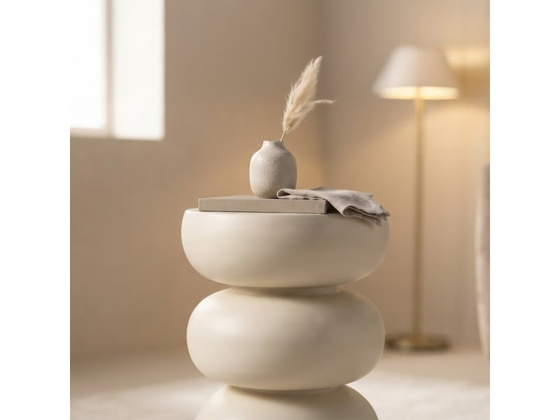  Table d'appoint ronde ø37cm - effet ciment beige - lia - beige 3MB12.01.08.01 - Conforama B