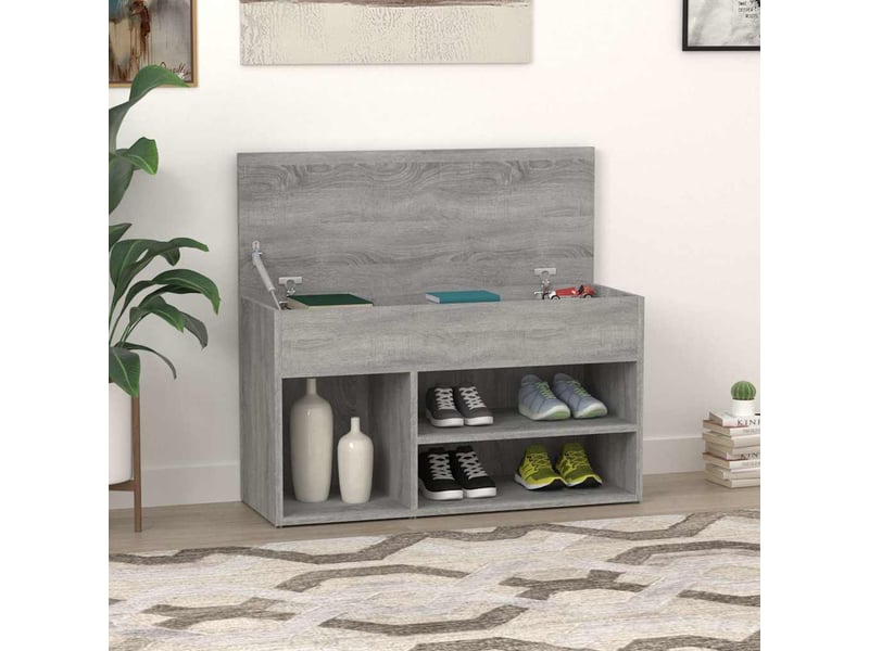  Banc à chaussures, meuble à chaussures sonoma gris 80x30x45 cm bois d'ingénierie  - Conforama B