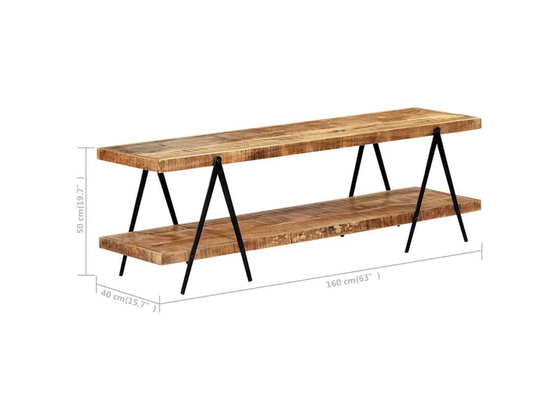  Meuble tv - banc tv - meuble de rangement 160x40x50 cm bois solide de manguier  - Conforama E