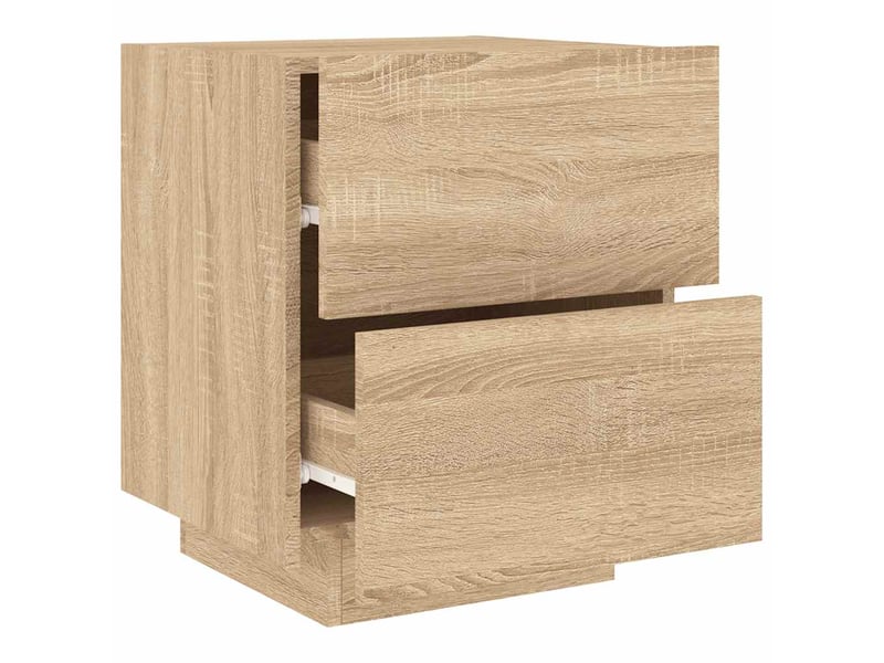  Table de chevet - cabinet de chevet - table de nuit avec lumières led chêne sonoma  - Conforama E