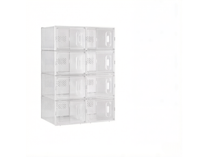 Boîtes à chaussures tcqpz empilables lot de 8 modulaires en plastique transparent et blanc 25 x 18,5 x 35,5 cm
