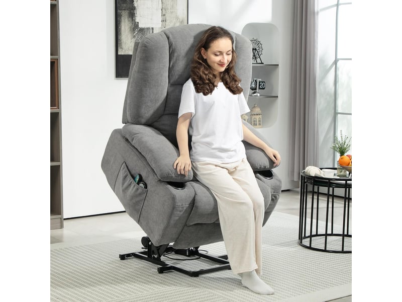  Fauteuil releveur relax électrique massant chauffant en polyester gris 97x90x102 cm  - Conforama B