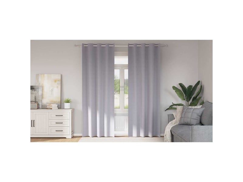  Lot de 2 rideaux occultants, rideaux black-out avec anneaux gris métal 225 x 140 cm cf44652  - Conforama B