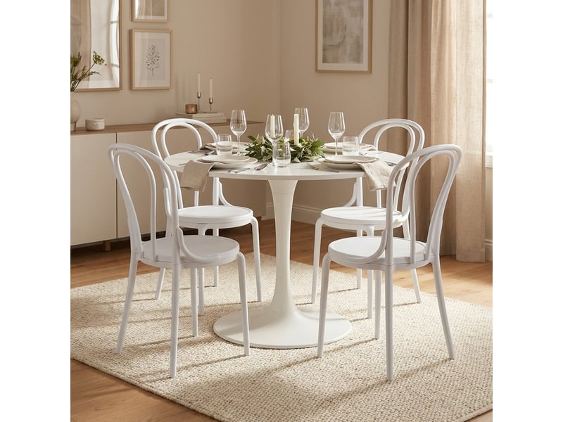  Ensemble de 4 chaises en polypropylène pour cuisine et salle à manger fly - blanc  - Conforama B