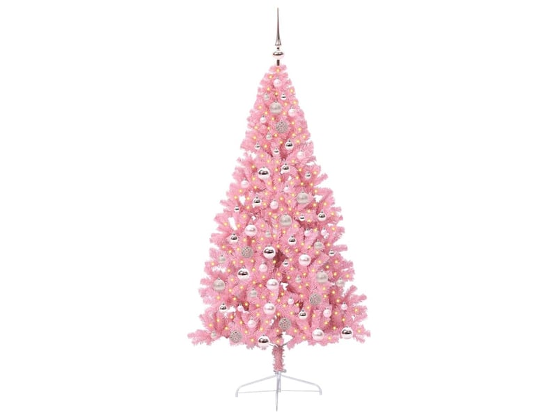  Sapin de noël, arbre de noël artificiel pré-éclairé rose 180 cm pvc cf61376  - Conforama C